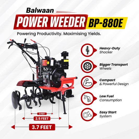 BP-880E|Balwaan Power Weeder- Diesel (E-Start + Shocker)