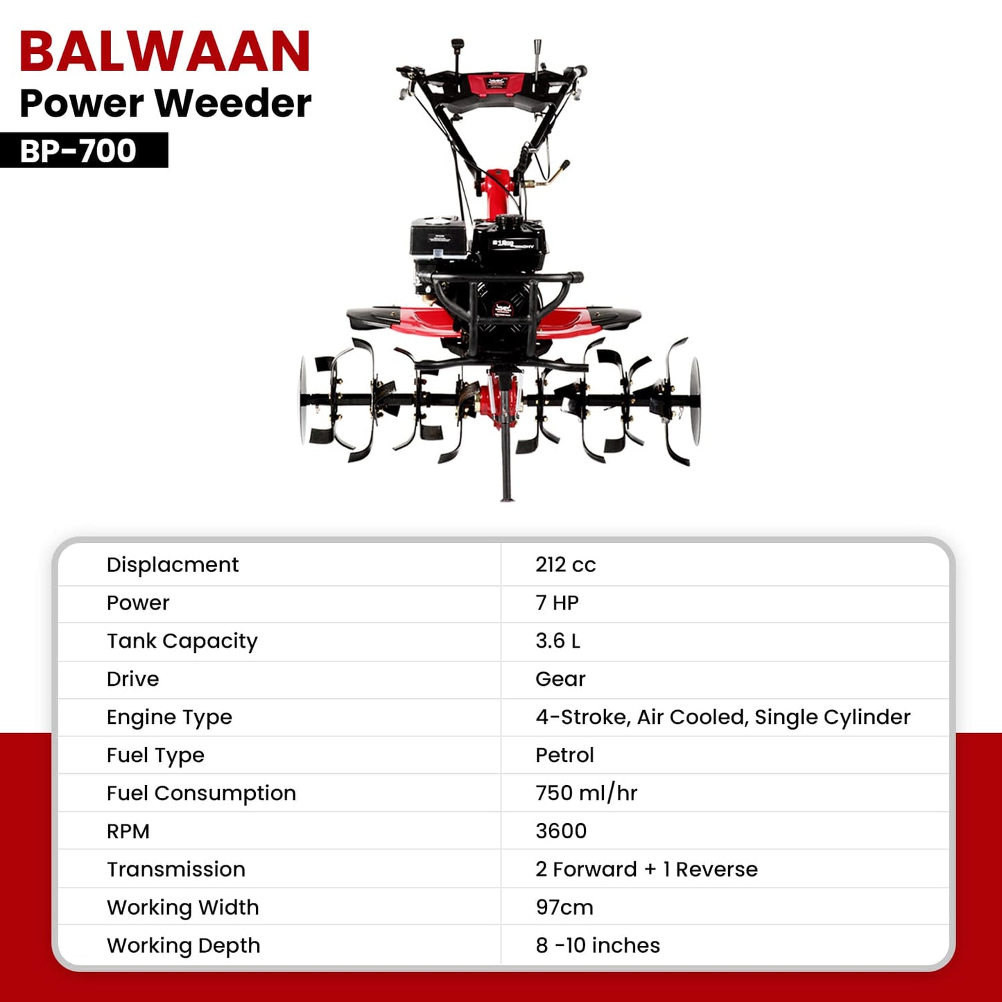 Balwaan 7 HP Agricultural Power Weeder| BP-700