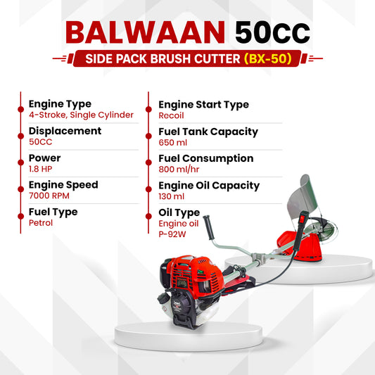BX-50 Pro|Balwaan Side Pack Brush Cutter Petrol