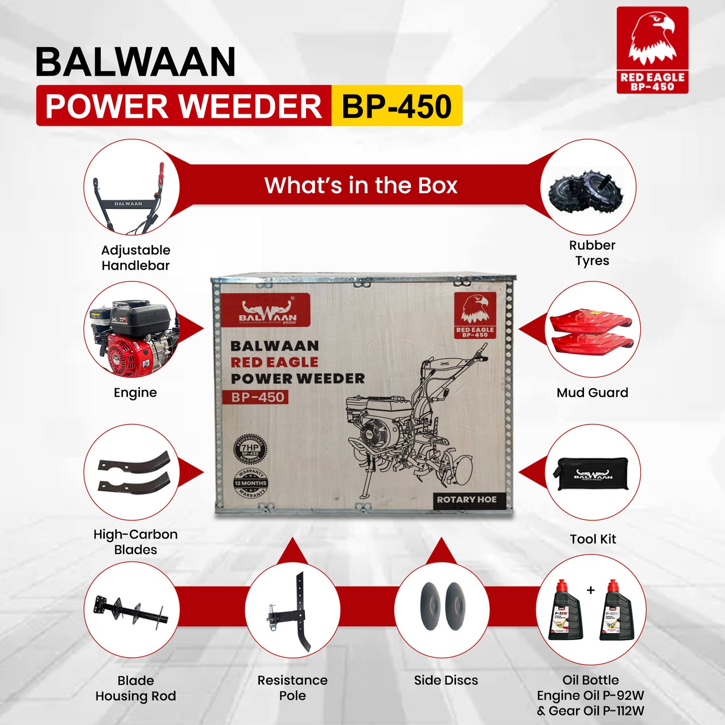 BP-450| Balwaan Power Weeder Red Eagle - (Light weight) Petrol