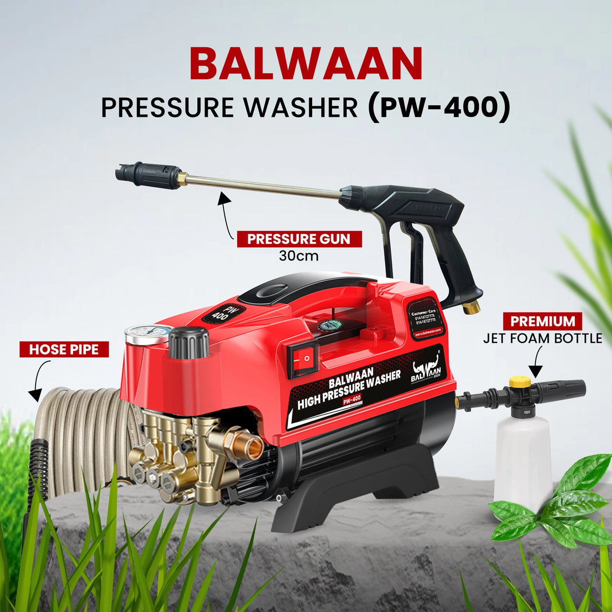 Balwaan Pressure Washer (Adjustable Brass Pump) PW-400