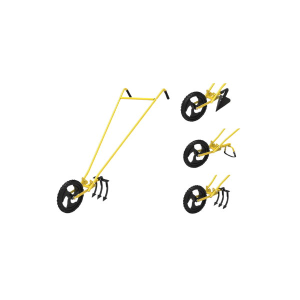 Wheel hoe with three attachments