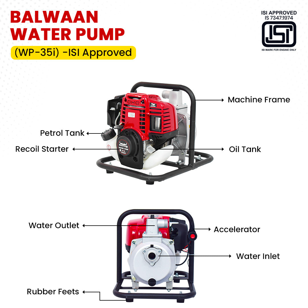 Balwaan 35cc ISI Marked 1 Inch Water Pump | WP-35i