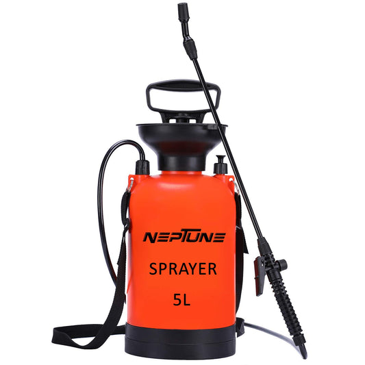 Neptune 5 Liter Hand Operated Lawn and Garden Sprayer Pressure Sprayer with Pressure Relief Valve, Adjustable Shoulder Strap