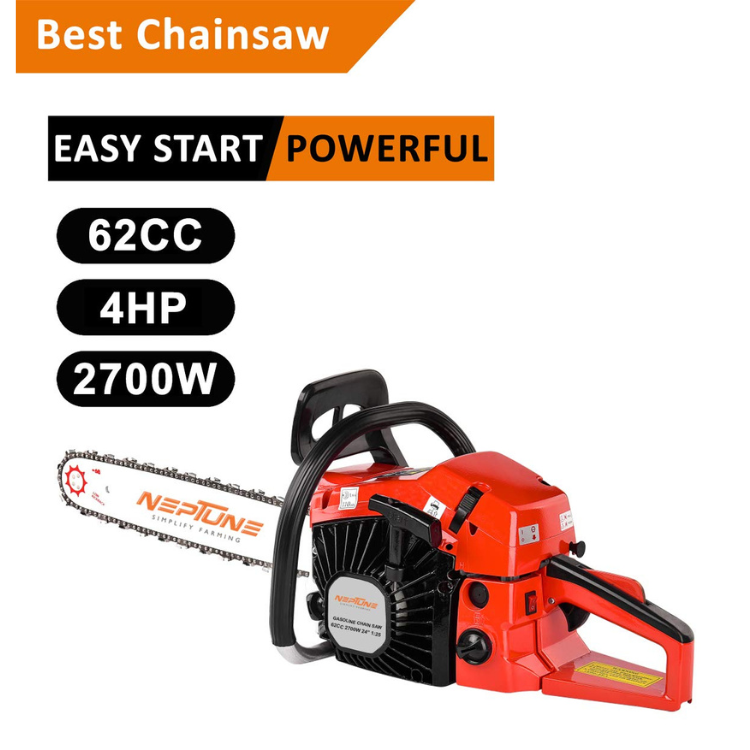 NEPTUNE SIMPLIFY FARMING 62 CC 4 HP Petrol Chainsaw with 24″ Cutter Bar, 2 Stroke Engine (CS-62 Chain Saw)