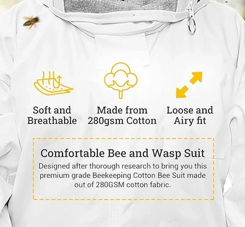 Bee Protective Suit – 100% Cotton, Removable Aerated Veil, Full-Body Coverage - image 2