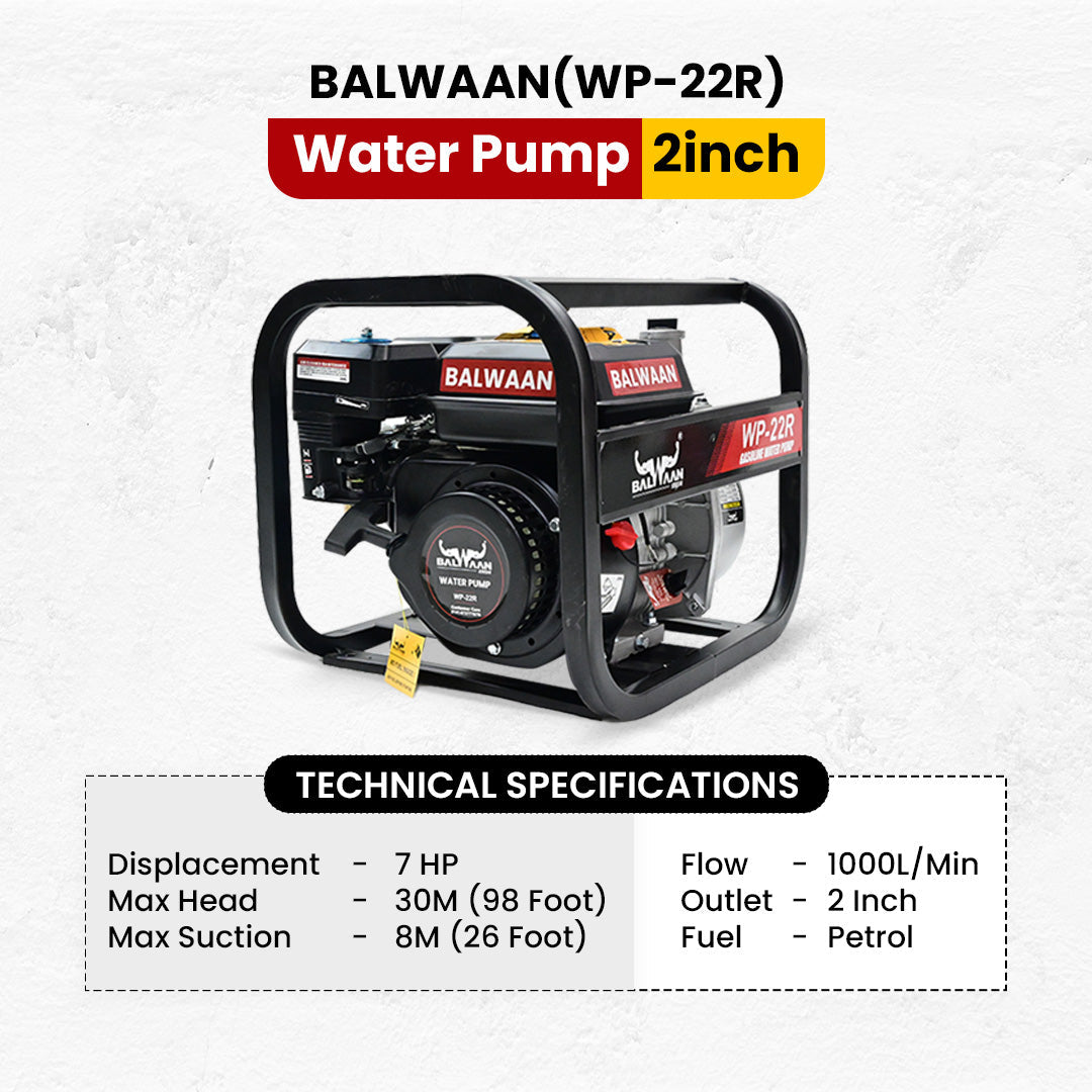 Balwaan WP-22R 7HP Petrol Water Pump – 2-Inch, 1000 L/min - image 2