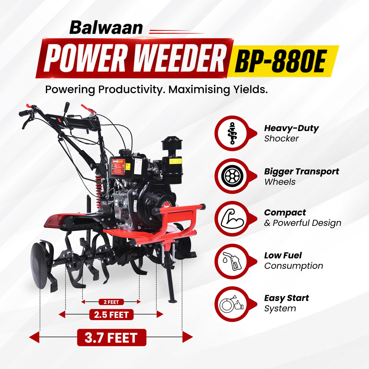 BP-880E|Balwaan Power Weeder- Diesel (E-Start + Shocker)