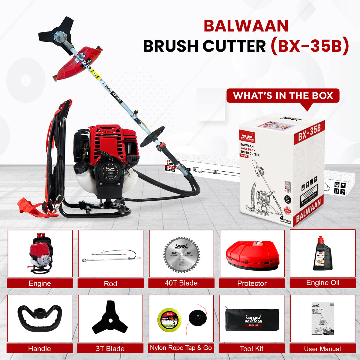 BX-35B|Balwaan Back Pack Brush Cutter Petrol