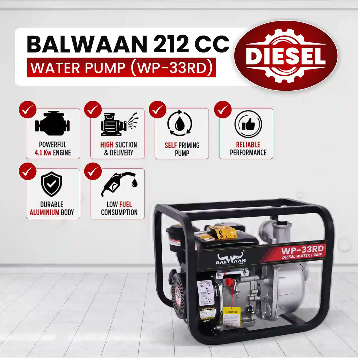 Balwaan Water Pump 3X3 Inch -(Premium) WP-33RD - image 8