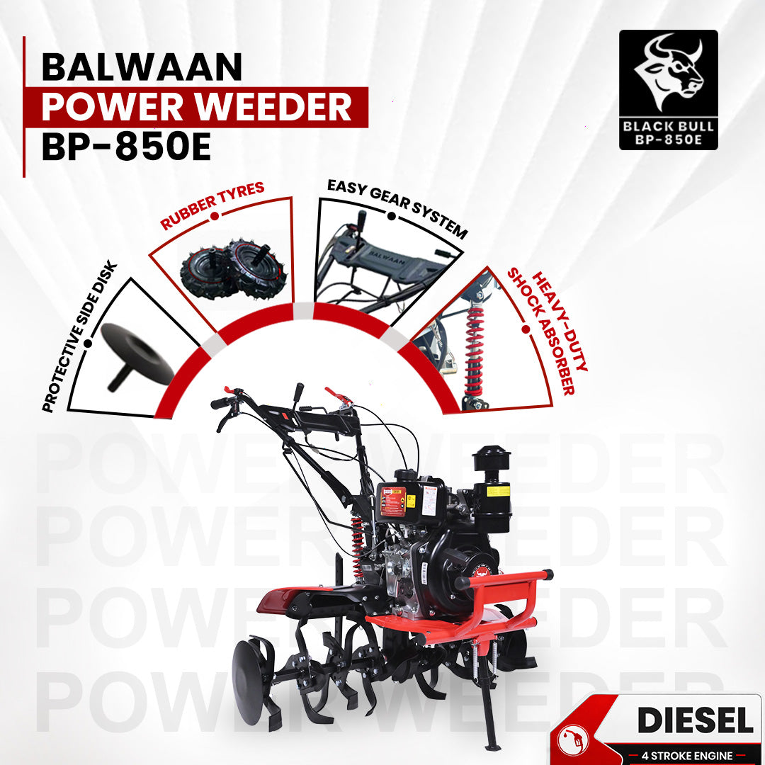 BP-850E| Balwaan Power Weeder Black Bull Diesel (E-Start + Shocker)
