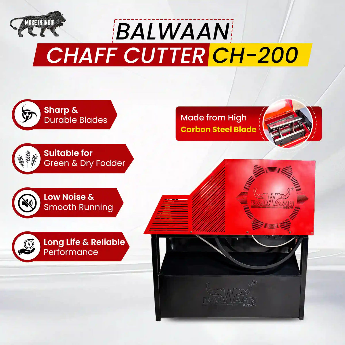 Balwaan Chaff Cutter (C type blade, two rolled, with motor) CH-200 - image 2