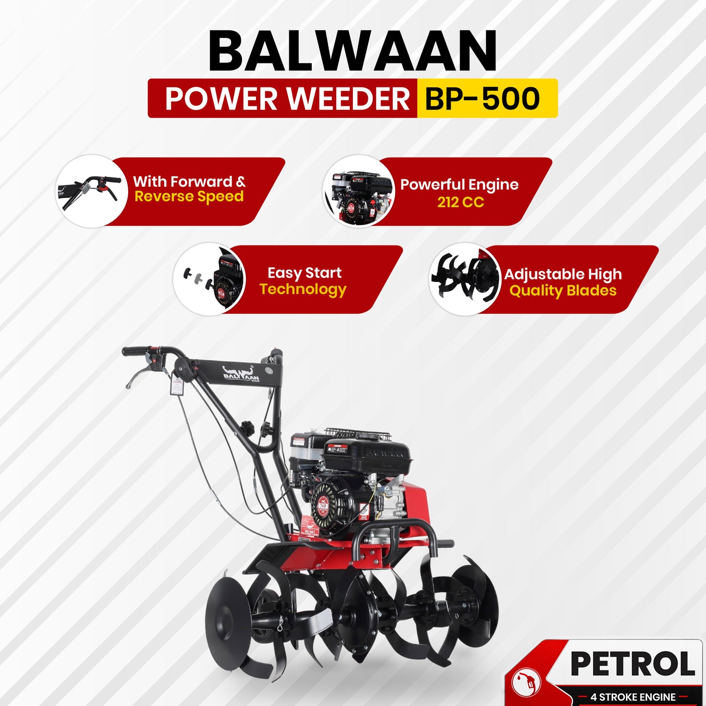 BP-500| Balwaan Power Weeder - (MPDT) (Light Weight) Petrol
