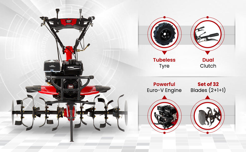 Balwaan BP-700 power weeder tilling soil in a farm field