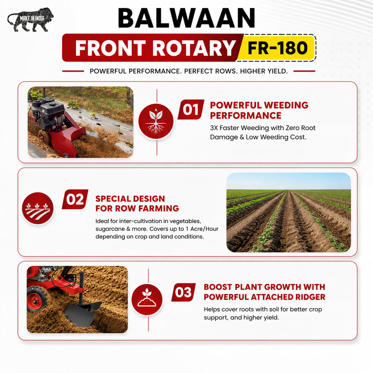 FR-180|Balwaan Front Rotary Inter Cultivator Petrol