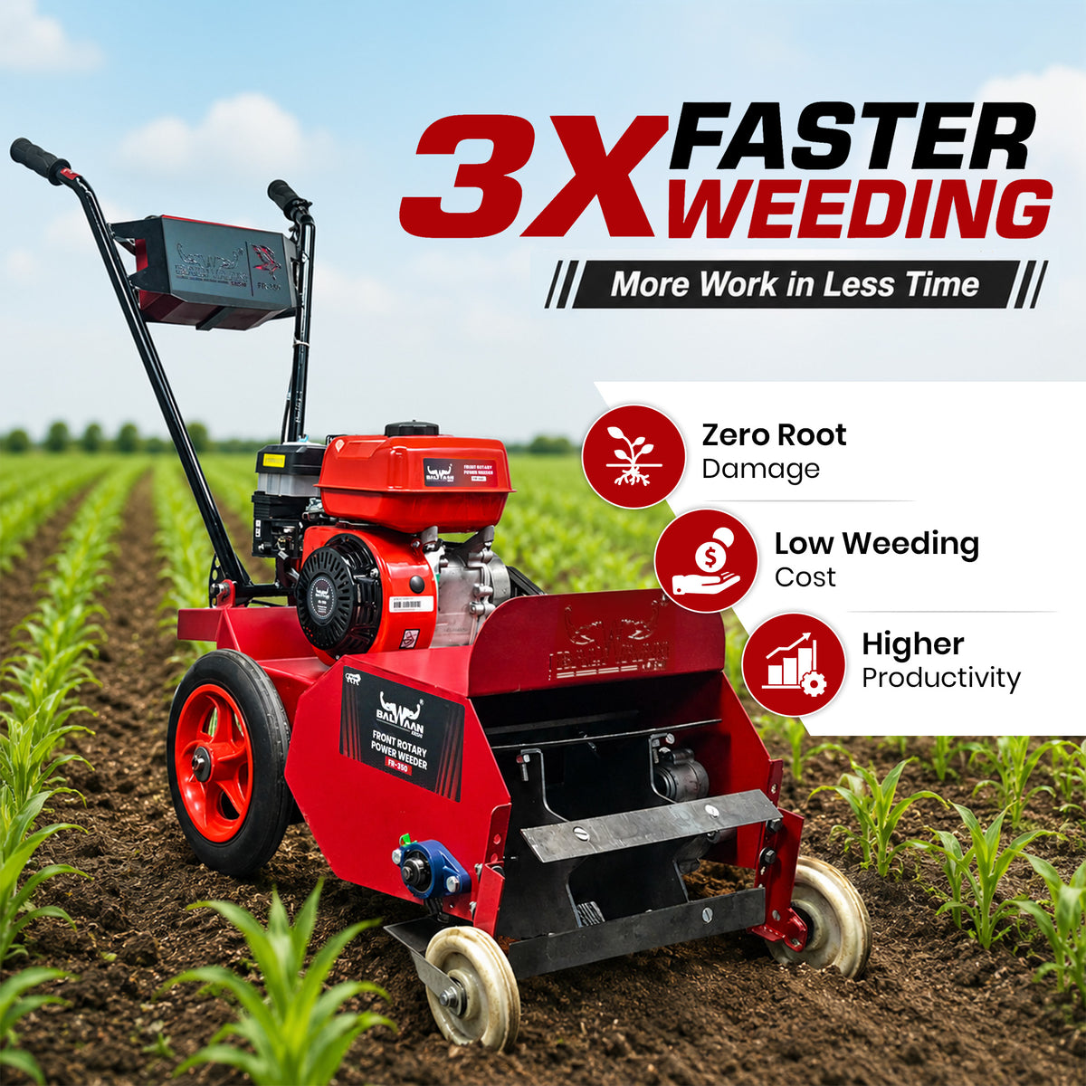 FR-350|Balwaan Front Rotary Inter Cultivator Petrol