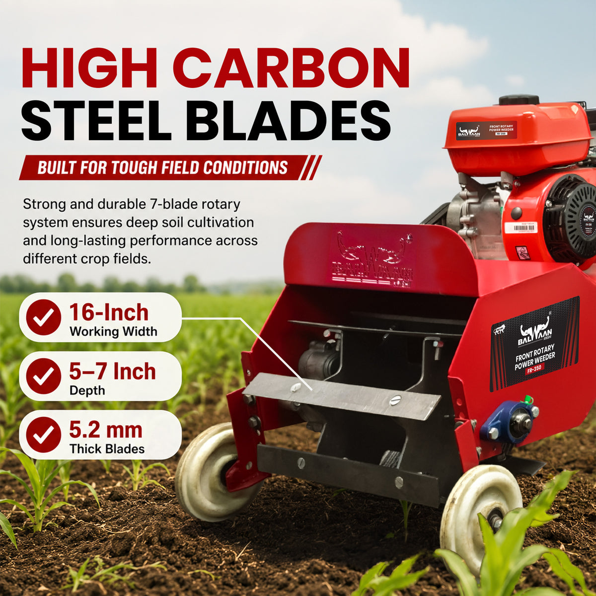 FR-350|Balwaan Front Rotary Inter Cultivator Petrol