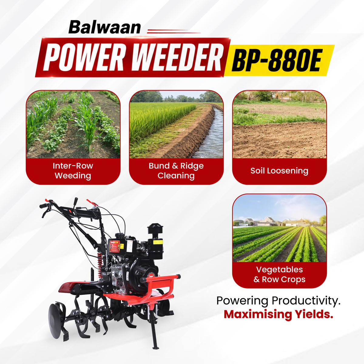 BP-880E|Balwaan Power Weeder- Diesel (E-Start + Shocker)