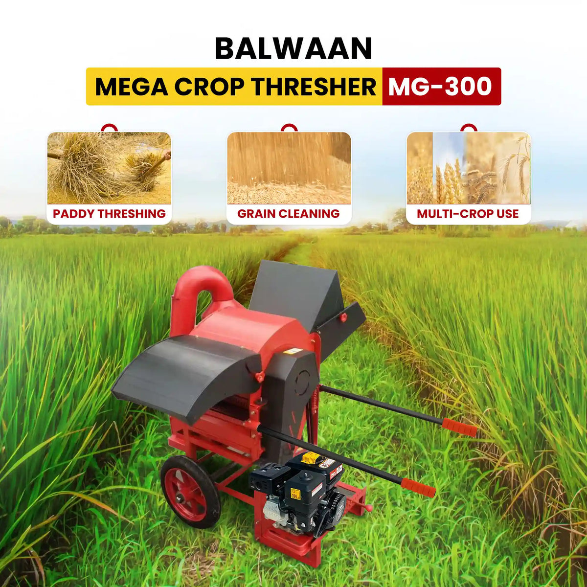 Balwaan Paddy crop thresher with engine MG-300 - image 2