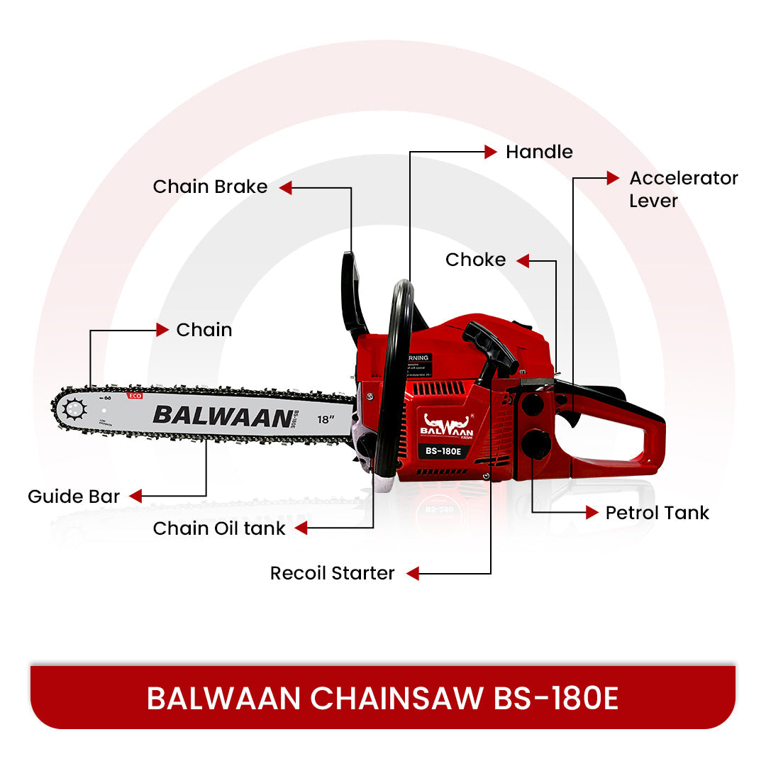Balwaan BS-180E (ECO) Petrol Chainsaw – 58cc, 18-Inch Guide Bar - image 2