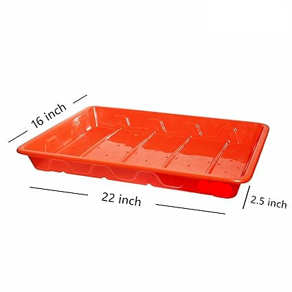 Hydroponics Premium Plastic Tray -- HDPE Food-Grade, 16x22x2.5in, Orange - image 4