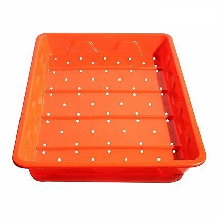 Hydroponics Premium Plastic Tray -- HDPE Food-Grade, 16x22x2.5in, Orange
