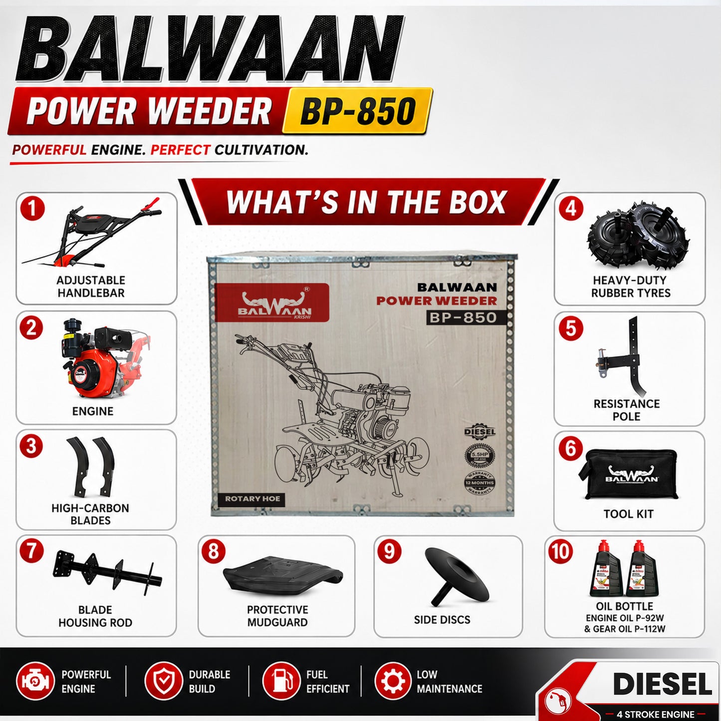 BP-850| Balwaan Power Weeder - Diesel