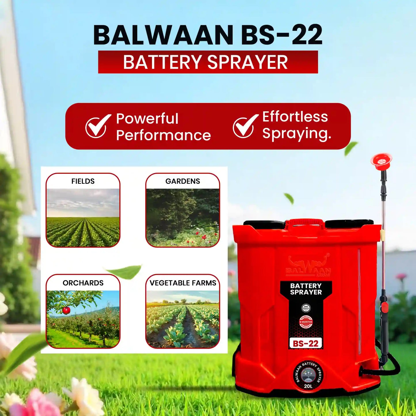Balwaan BS-22 Single Motor Battery Sprayer| 12x12