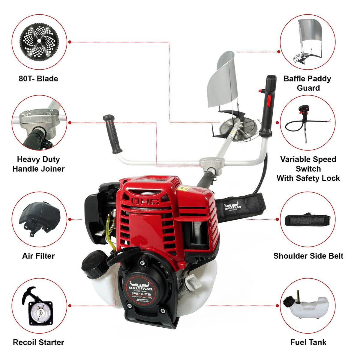 Balwaan BX35 Side Pack Brush Cutter – 35cc, 4-Stroke, 1.5 HP - image 4