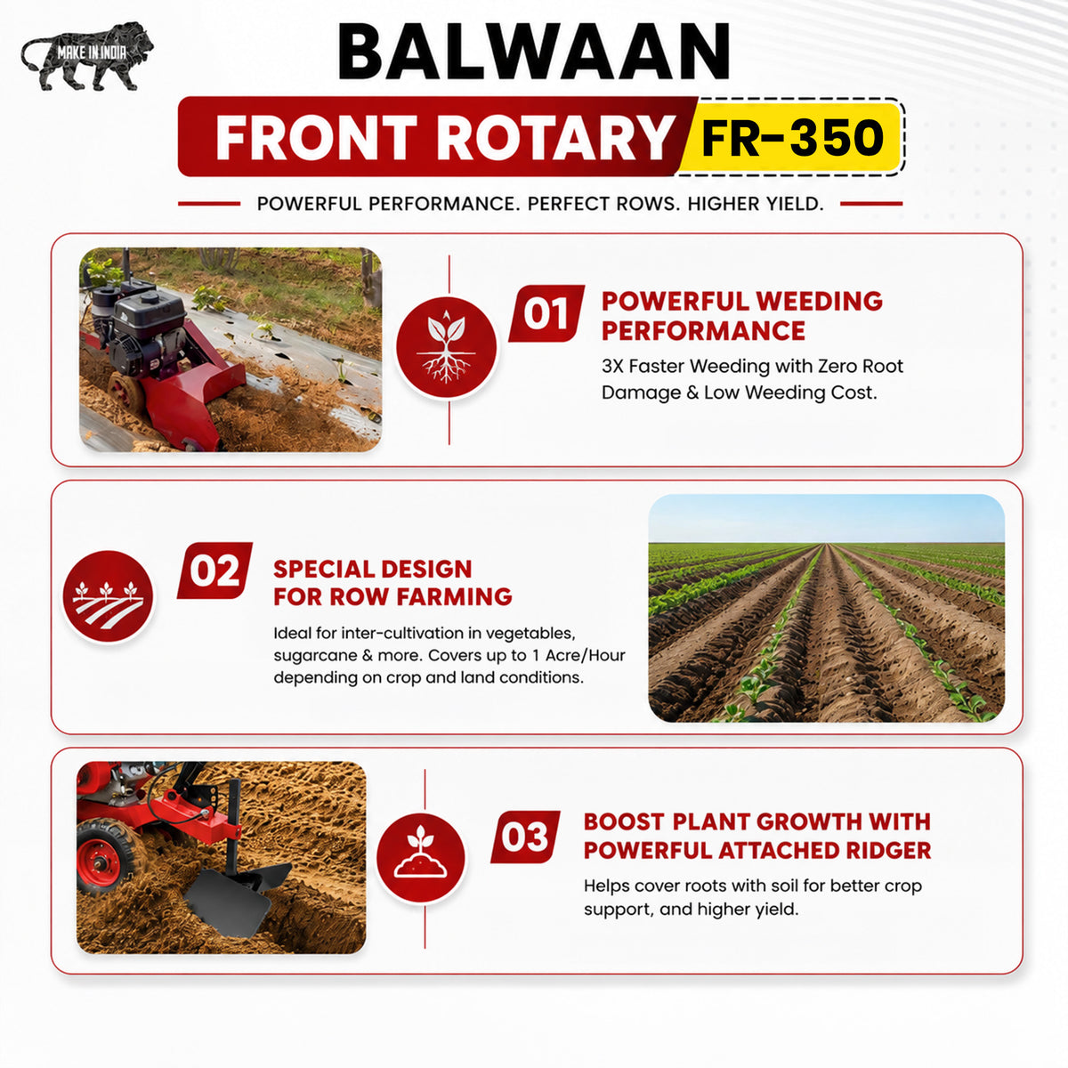 FR-350|Balwaan Front Rotary Inter Cultivator Petrol