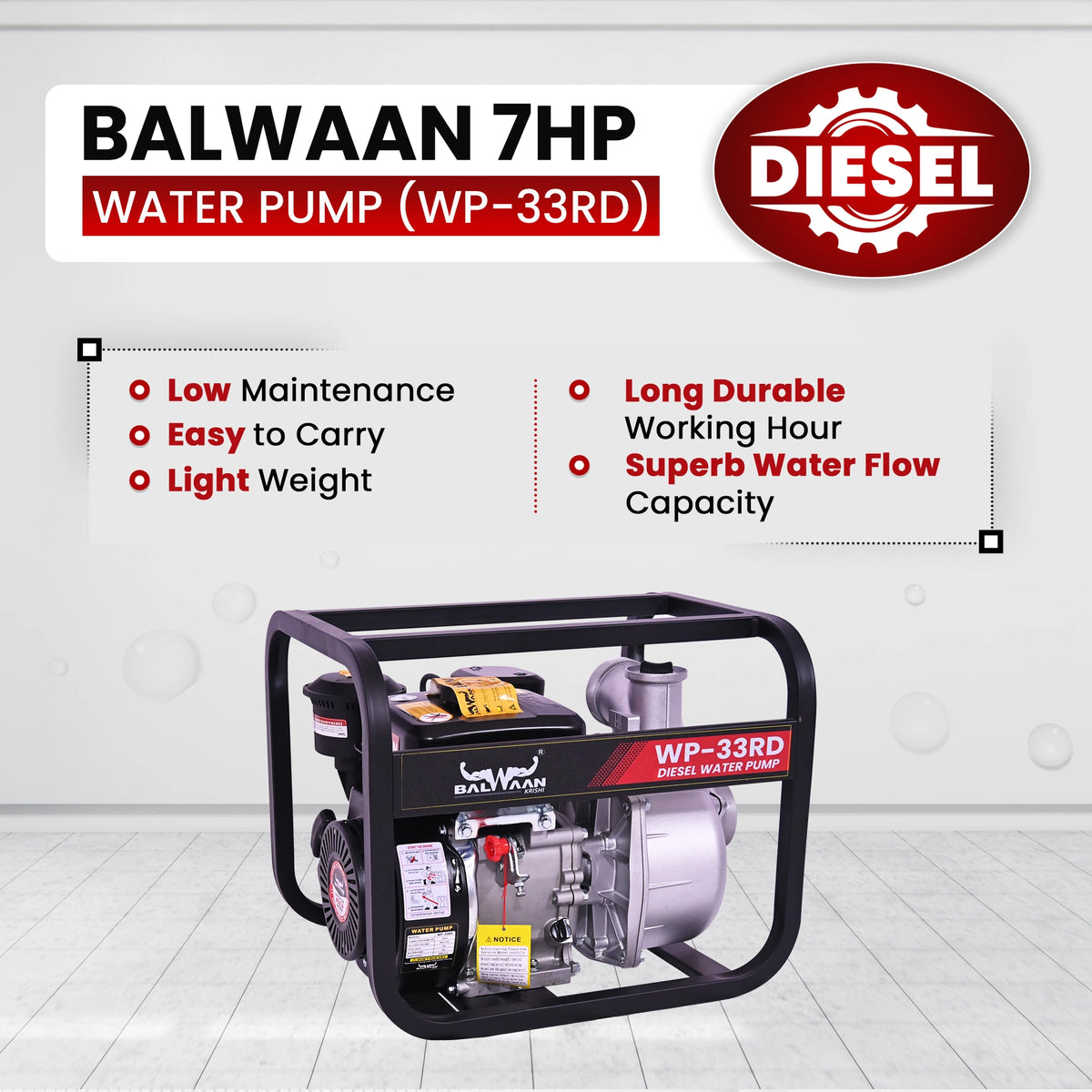 Balwaan Water Pump 3X3 Inch -(Premium) WP-33RD - image 2