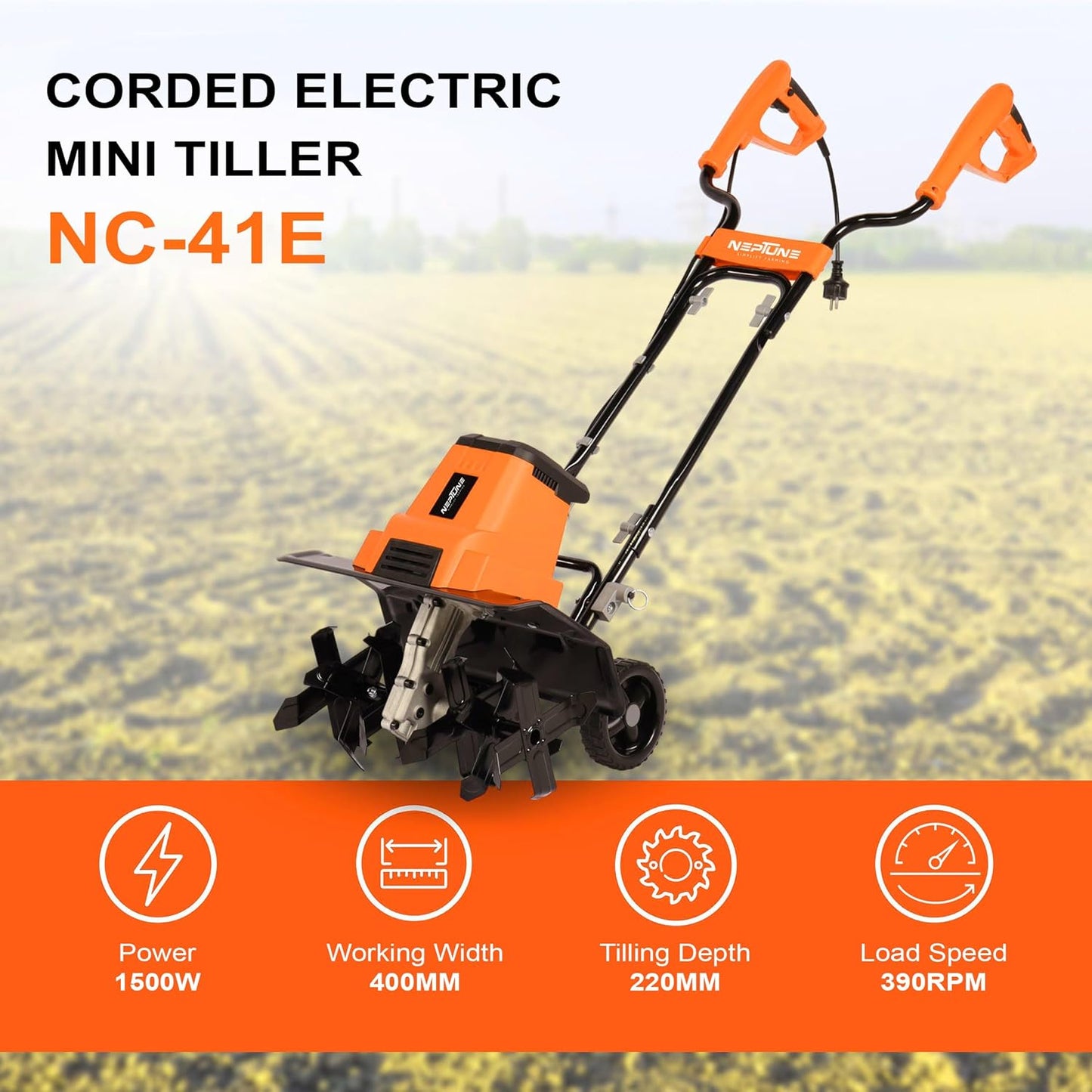 Electric Portable Mini Garden Tiller Cultivator, Weeder NC-41E 1500 W