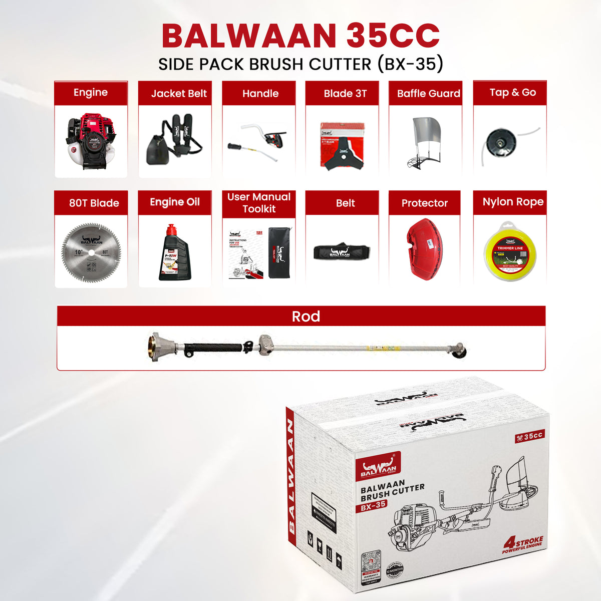 BX-35|Balwaan Side Pack Brush Cutter Petrol