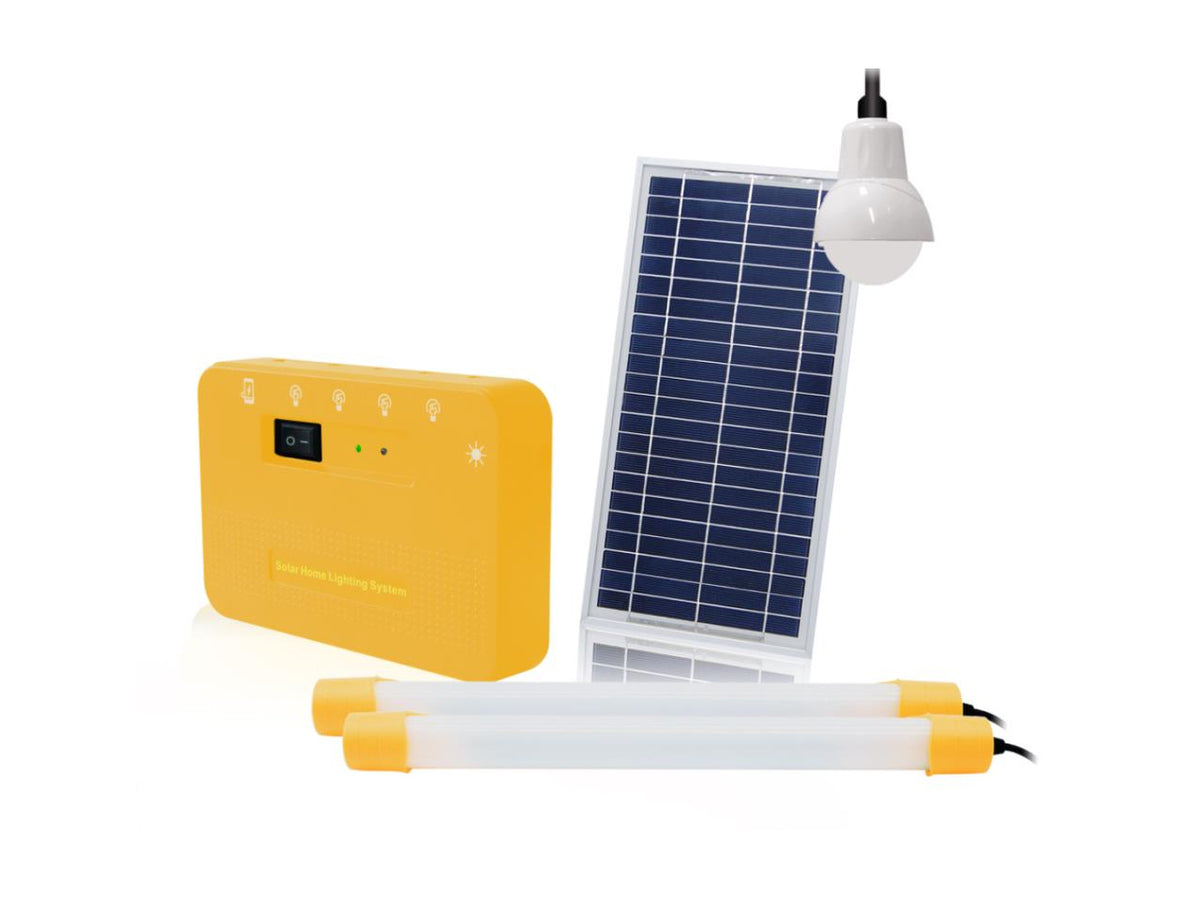 AgniSolar Home Lighting Kit 5 - 8W Solar Panel, LED Bulb & Tubes, 720 Lumens