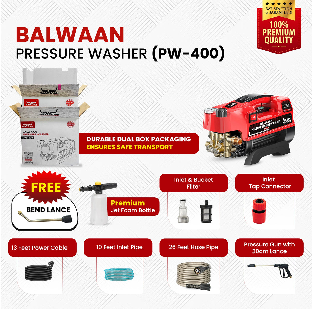 Balwaan Pressure Washer (Adjustable Brass Pump) PW-400