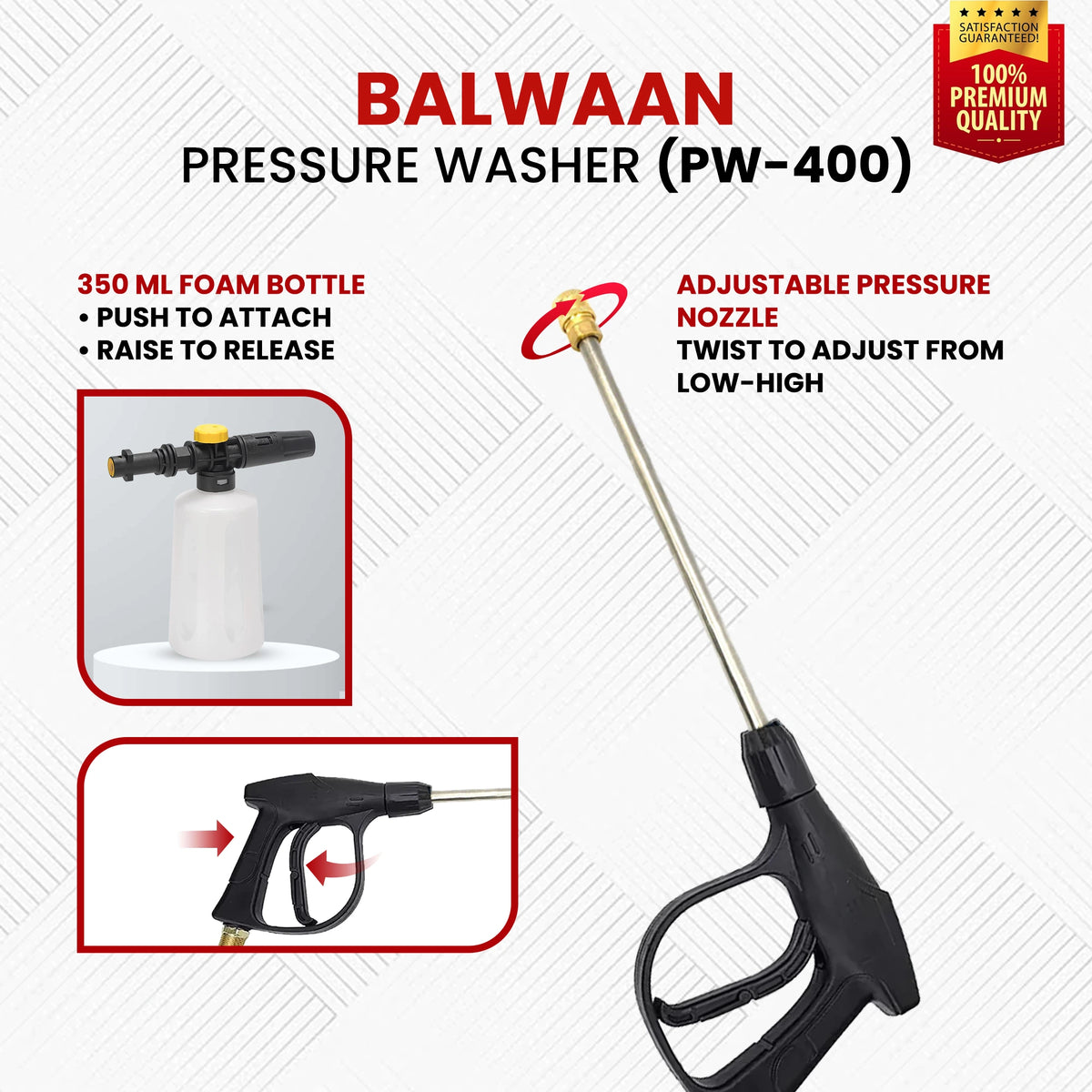 Balwaan Pressure Washer (Adjustable Brass Pump) PW-400