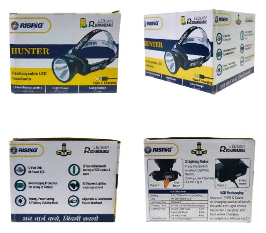 RISING Hunter Rechargeable LED Headlamp – 5W, 2000mAh Li-ion - image 2