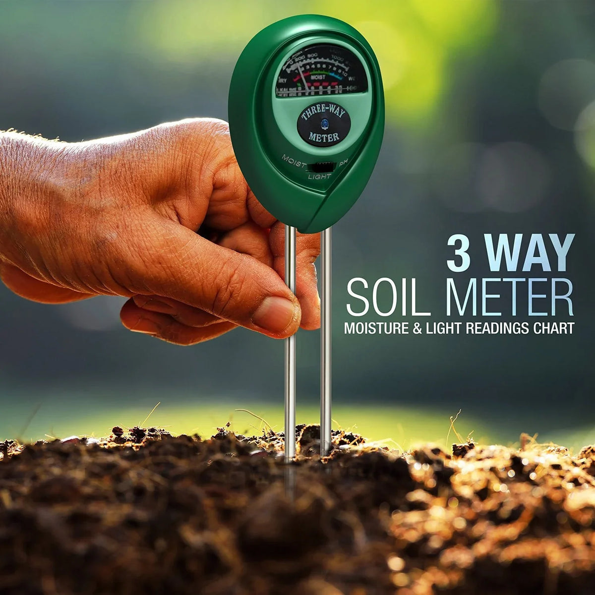 Three-Way Soil Meter For Moisture, Light Intensity and pH Testing Meter - image 4
