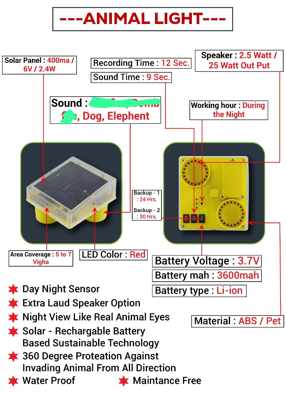 Solar Smart Animal Repellent Light – 360° Sound + LED, 5–7 Bigha Coverage - image 8