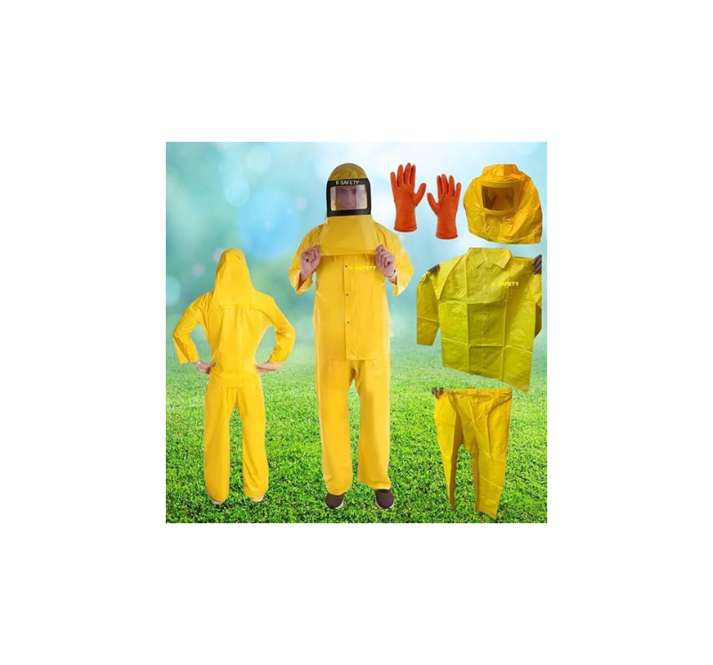 Farmer Safety PPE Kit – PVC Suit, Pants, Hood & Gloves