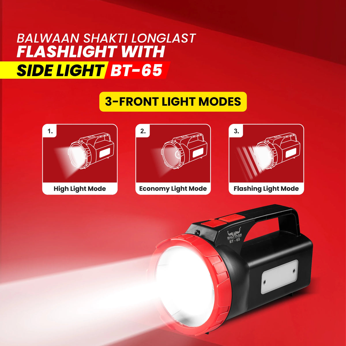 Balwaan Shakti Longlast Flashlight with Side Light BT-65 - image 2