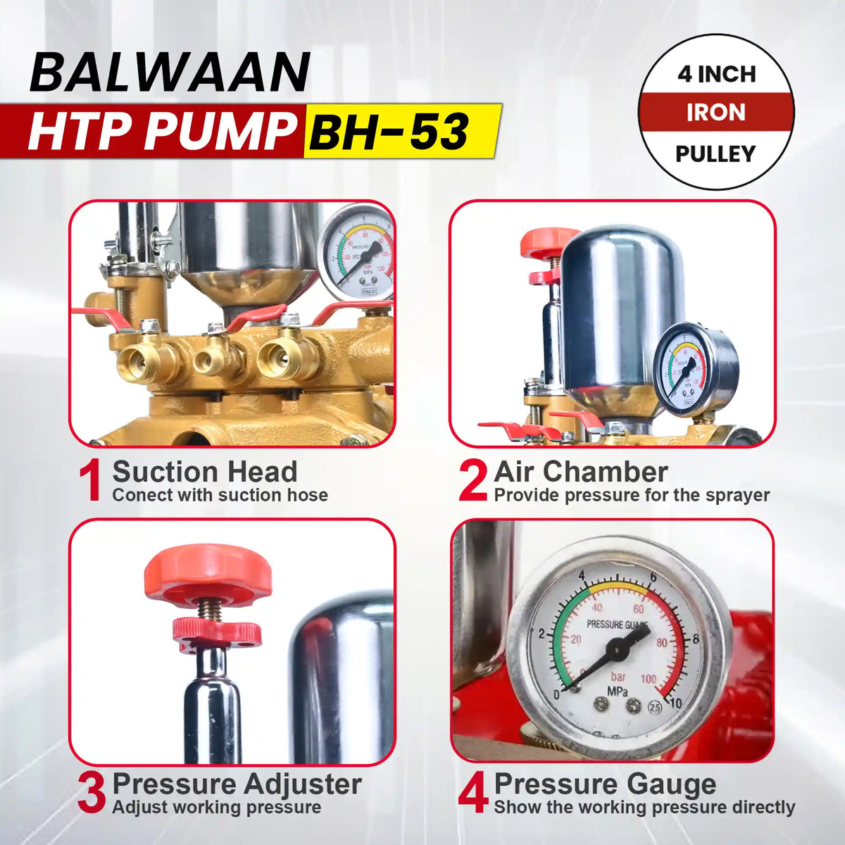 Balwaan HTP pump (2 mouth 1/2 +1 mouth 1/4) BH-53 - image 6