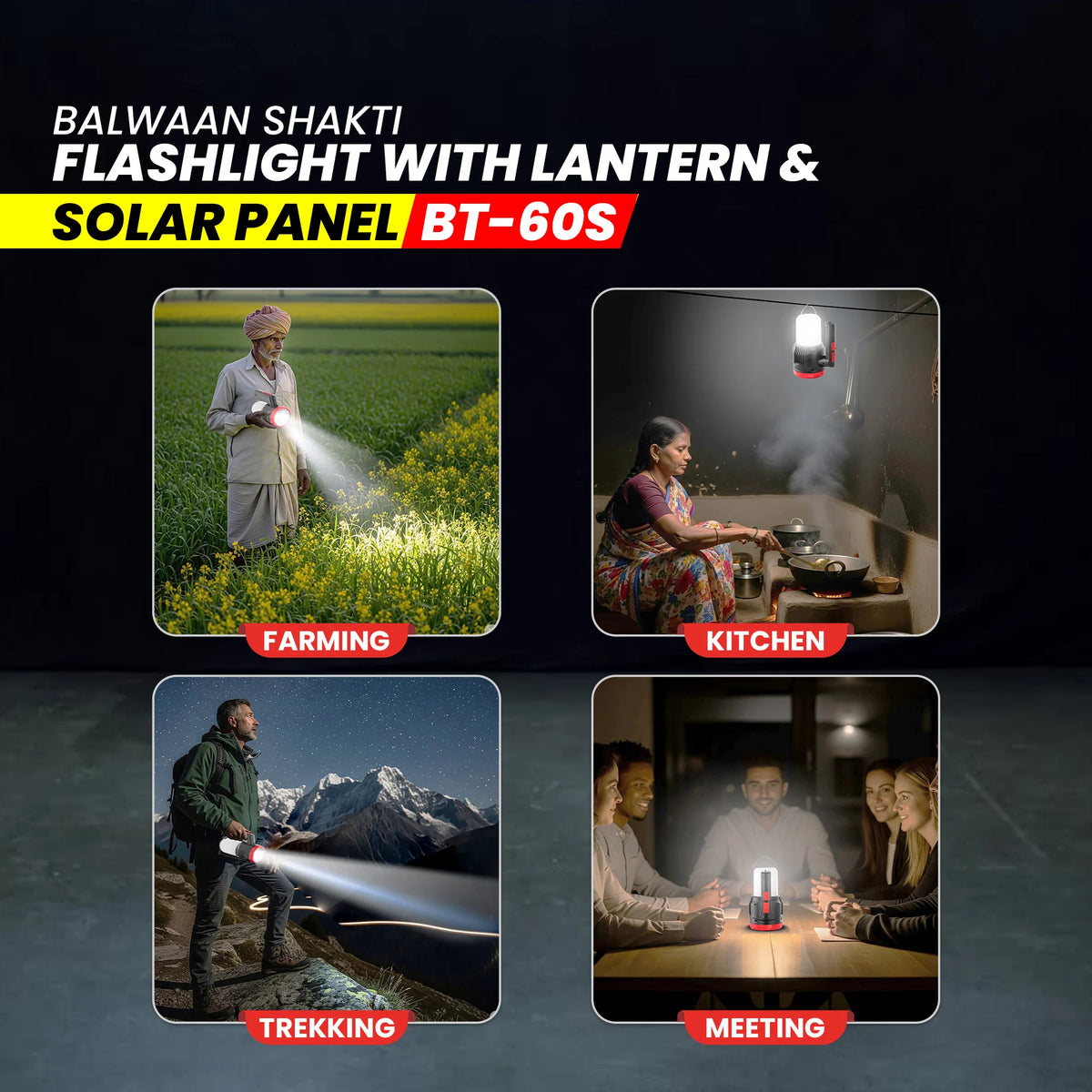 Balwaan Shakti 2in1 Flashlight with Lantern and solar BT-60s - image 6