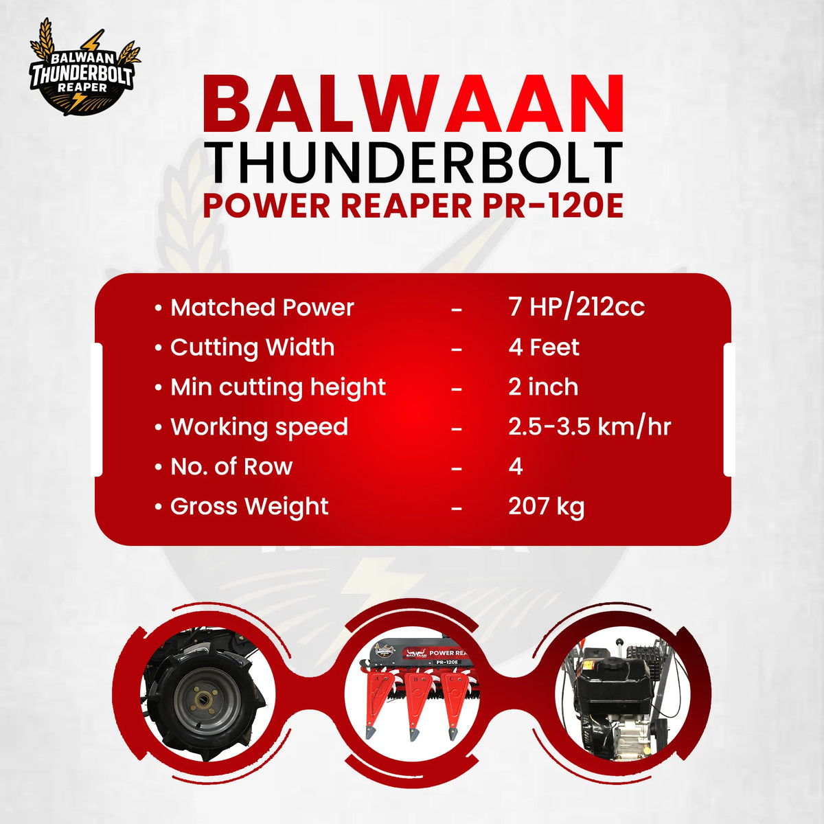 Balwaan Petrol Reaper 4 Row PR-120E