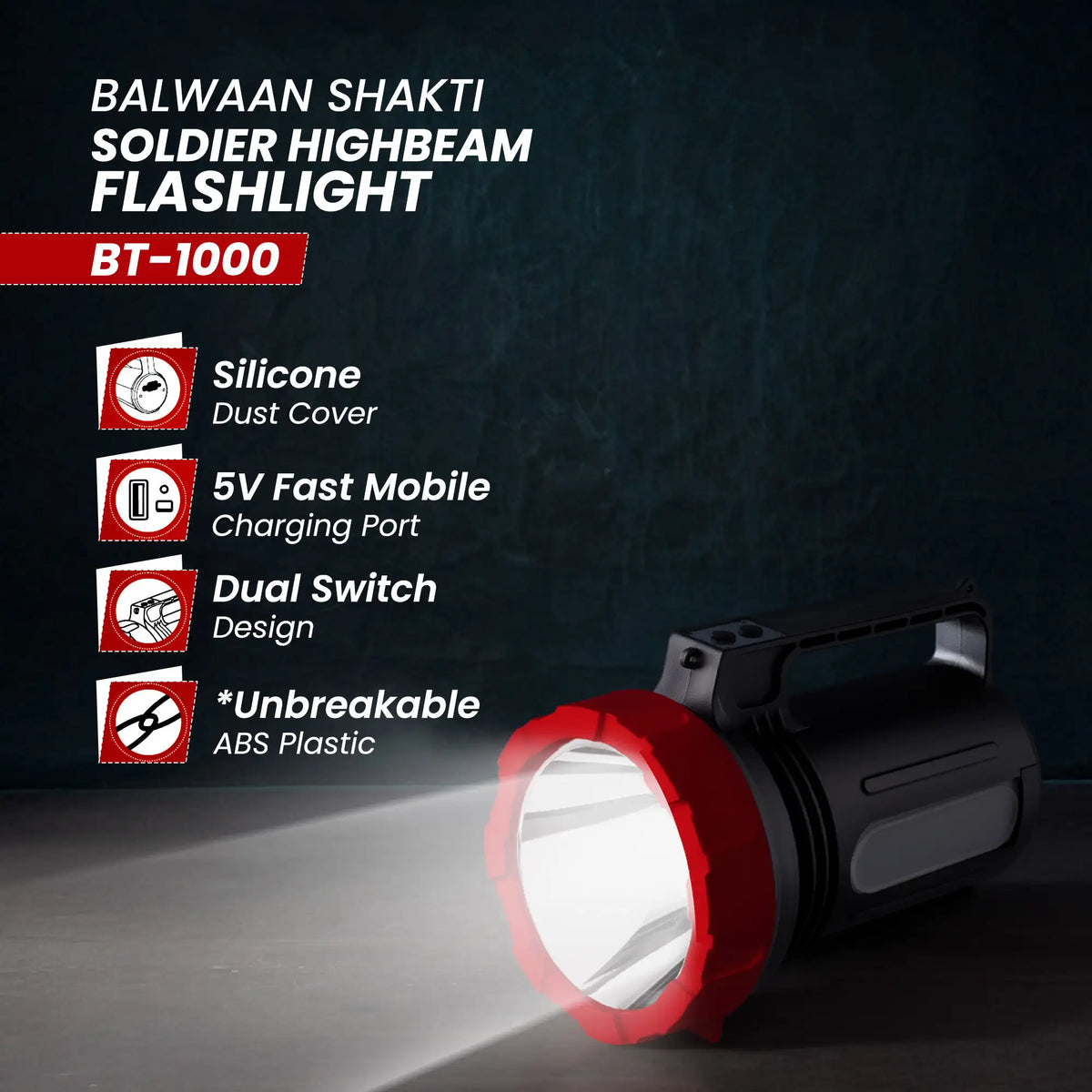 Balwaan Shakti Soldier High Beam Flashlight BT-1000 - image 2