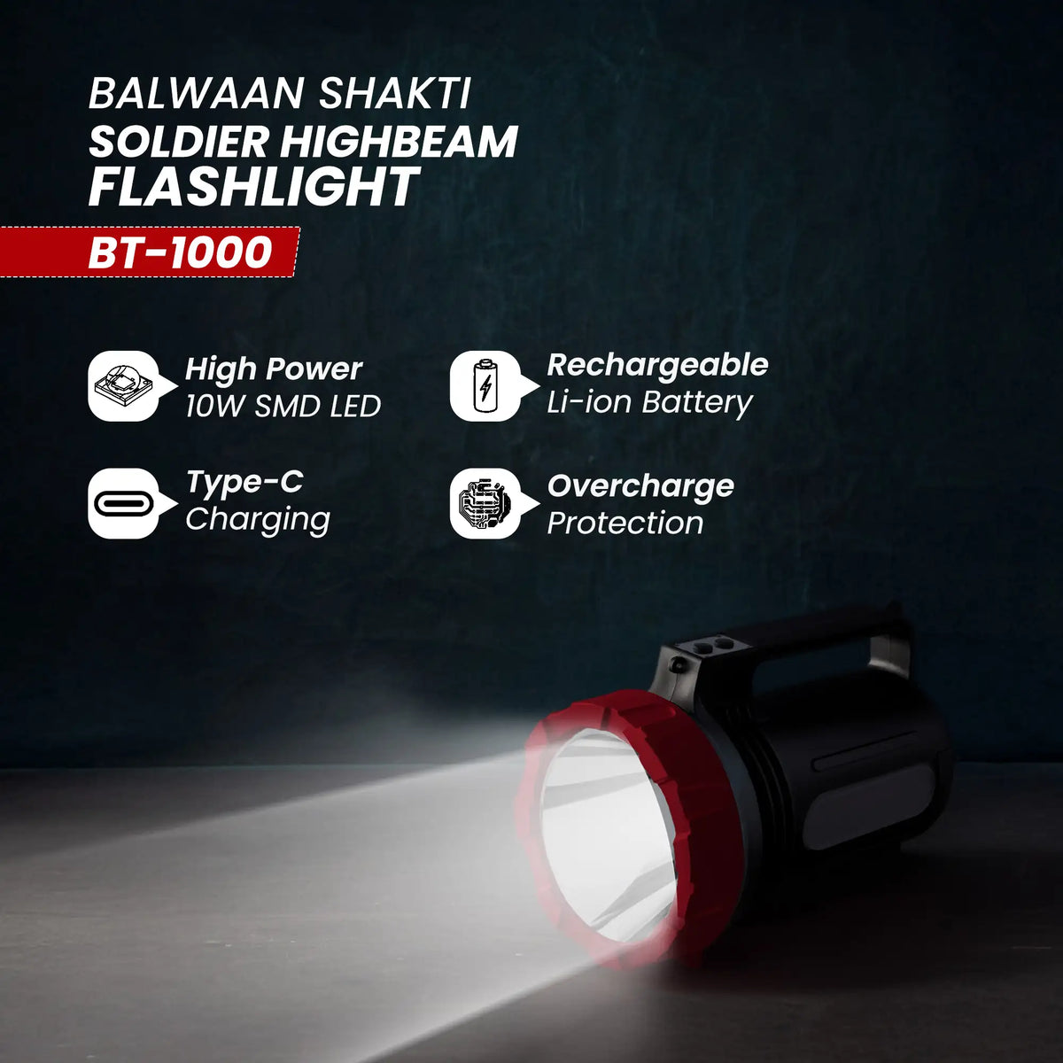 Balwaan Shakti Soldier High Beam Flashlight BT-1000 - image 4