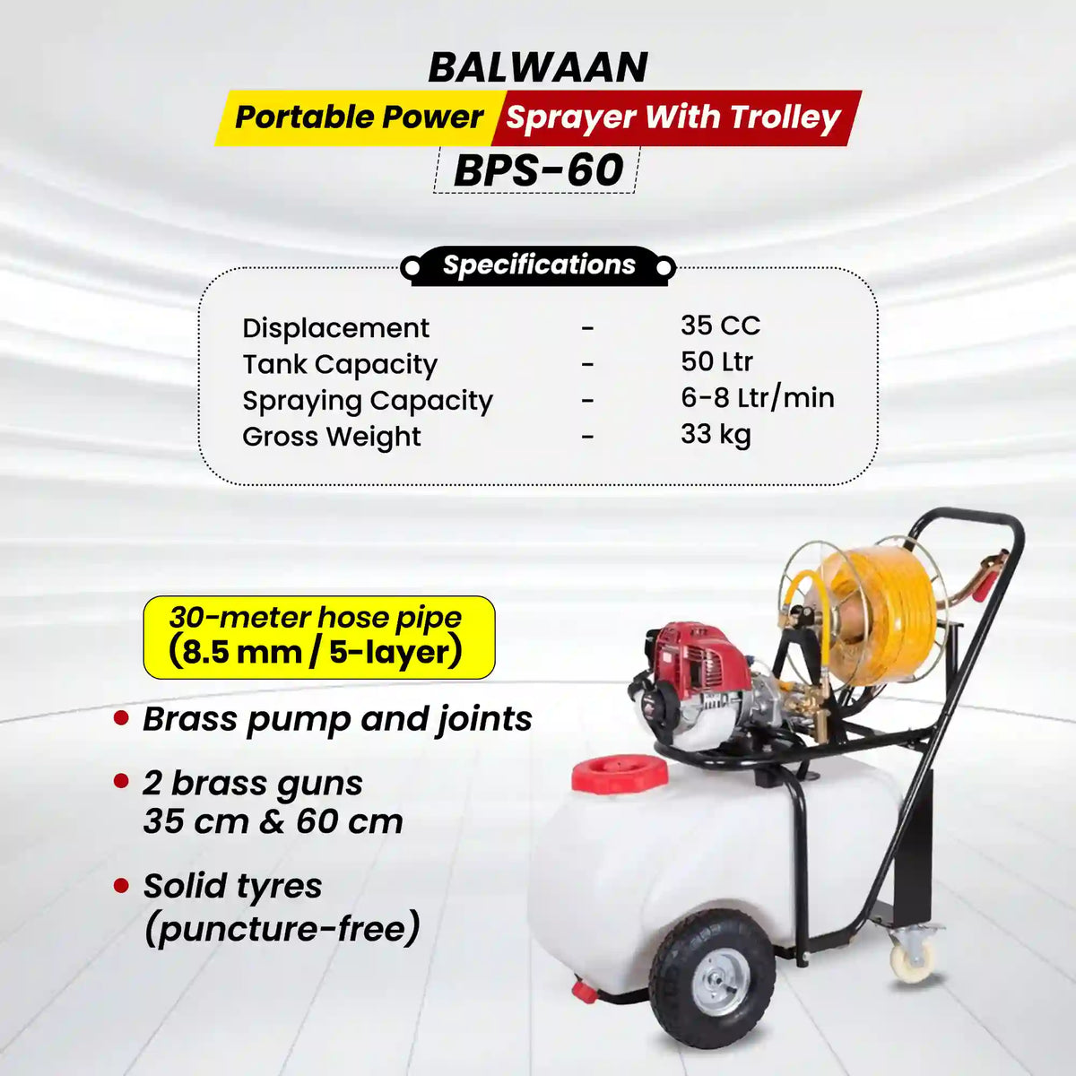 Balwaan Portable Power Sprayer With Trolley BPS-60 - image 2