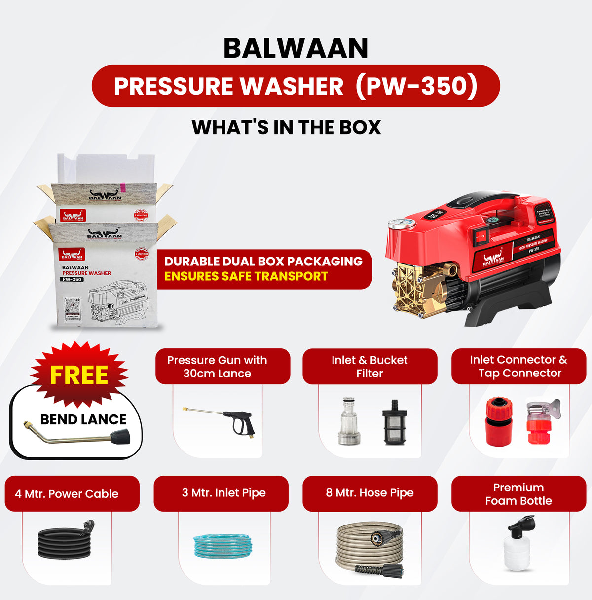 Balwaan Pressure Washer (Brass pump) PW-350