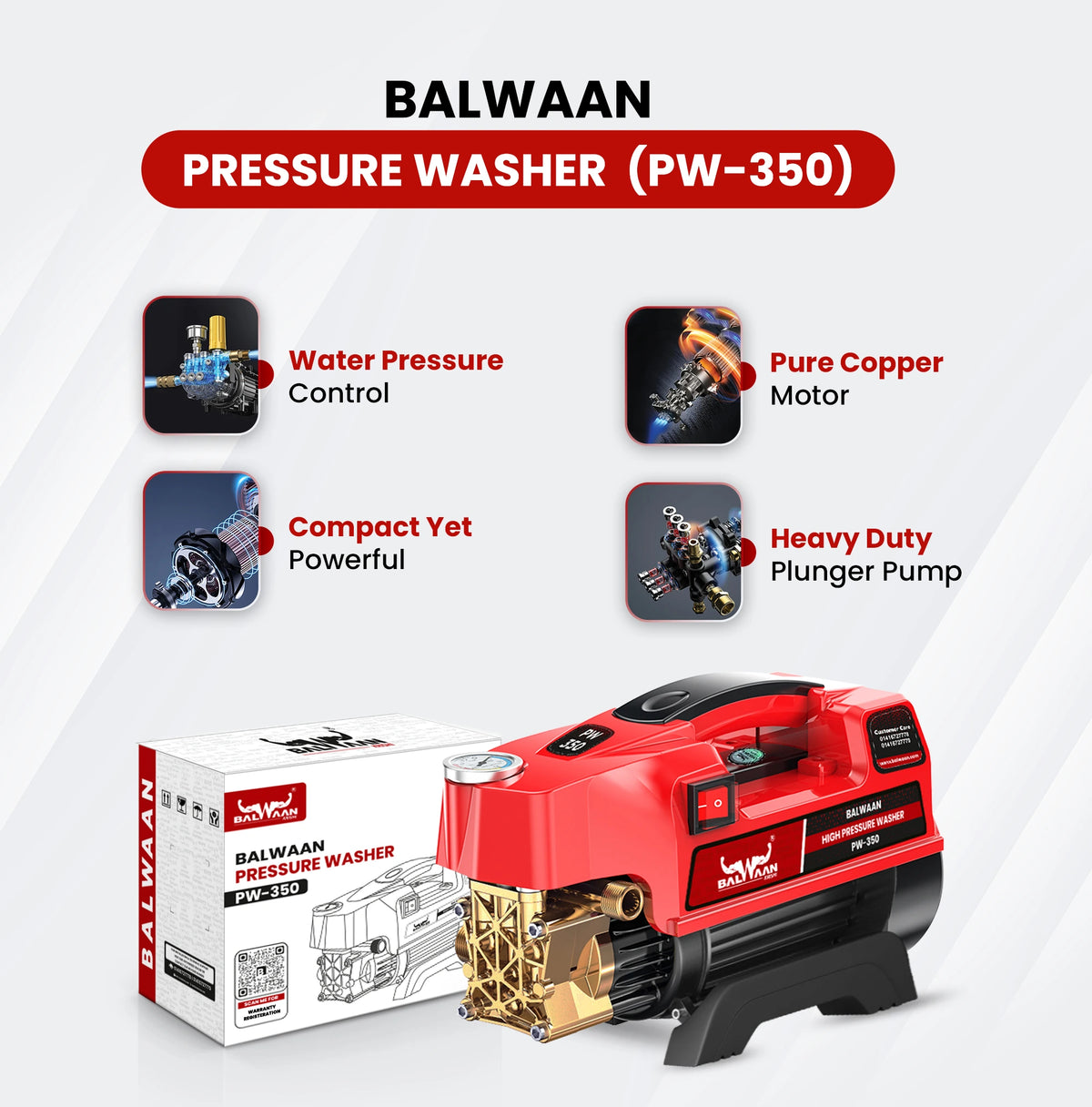 Balwaan Pressure Washer (Brass pump) PW-350