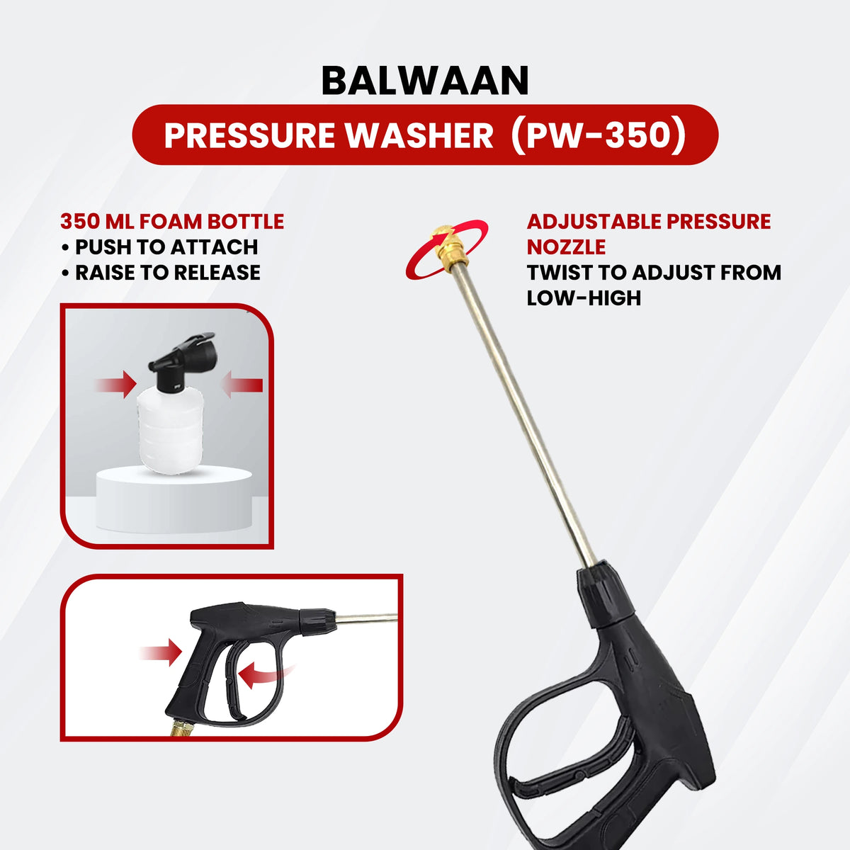 Balwaan Pressure Washer (Brass pump) PW-350